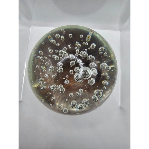 Vintage Large Crystal Controlled Bubble Art Glass Paperweight‎ - Picture 8 of 8